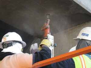 over head with rock drill
